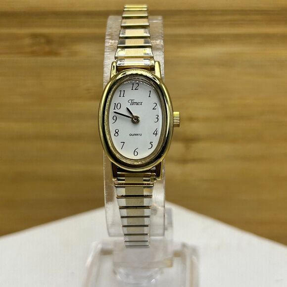 Timex Women Cavatina Dress Gold Tone Expansion Band 18mm Quartz Watch 5 1/4" - Picture 2 of 4